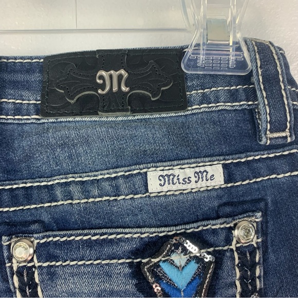 Miss Me Bootcut Jeans Embroidered Blue Cross Design sz 26 - Picture 6 of 6